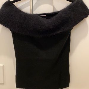 Off the shoulder faux fur black top